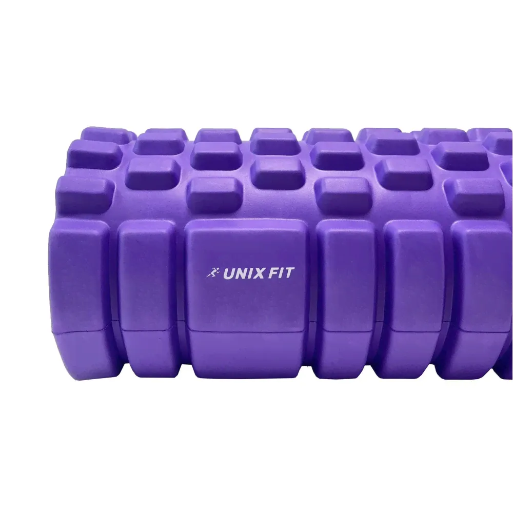 Ролик массажный для йоги и фитнеса UNIX Fit 33 см, фиолетовый-3