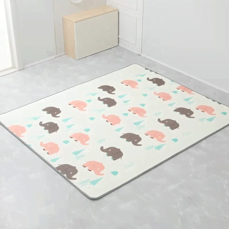 Игровой коврик Unix line Elephant 200x200, двусторонний развивающий голубой, серый